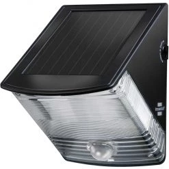 Brennenstuhl Éclairage Extérieur 1170970 Lampe Solaire à LED Pour Montage Mural SOL 04 Plus IP44 Avec Détecteur De Mouvement Infrarouge 2xLED 0.5W 85lm Couleur Noir